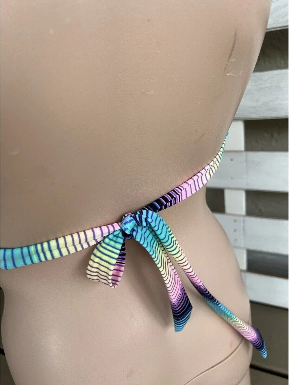 Victoria's Secret Multicolor Padded Bikini Top Triangle Halter Y2K 90s Size M
